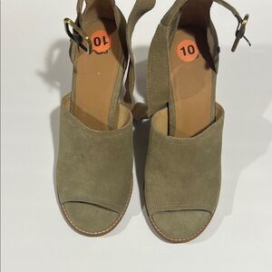 UGG AJA -  Olive Suede Open-Toe Slingback Mules.